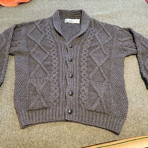 Men's Charcoal Cable Knit Cardigan